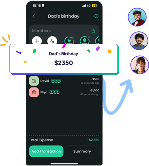 <p>Create ‘Split the Bill’ Event</p>